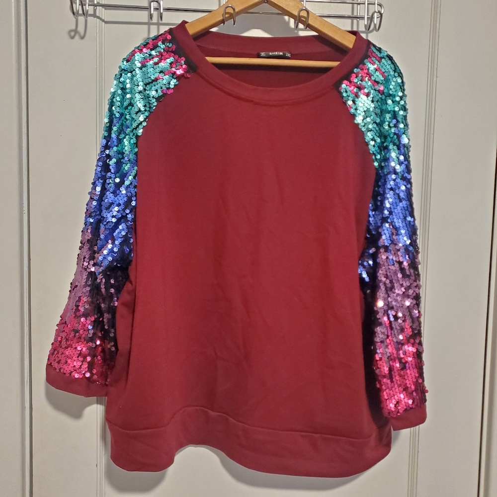 Shein sequin sleeve sweater